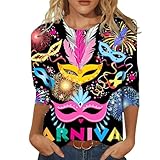 Damen-T-Shirt mit Aufschrift „Happy Holidays“, Bedruckt, 3/4-Ärmel, O-Ausschnitt, Bluse(Schwarz,L)