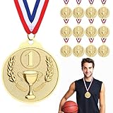 Hianjoo 12 Stücke Medaille für Kinder, Medaillen Kindergeburtstag, Gewinner Medaillen zum Umhängen für Siegerehrungen, Siegermedaillen für Sport/Wettbewerbe Auszeichnungen/Party (Goldmedaille)