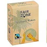 FAIR ZONE Spülseife Kokos Block 80 Gramm - handgemachte Naturseife festes Spülmittel