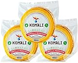 Komali Gelbe Maistortillas Mexikanische Tortilla - (Pack von 3) je 250g / 15cm / 10 Stück - 100% Mais Tortillas, Tortillas de Maiz