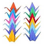 Origami Papier Kranich Gefaltet Regenbogen Handgemachte Vogelgirlande für Hochzeitsfeier Geburtstag Babyparty Banner (Regenbogen, 15cm)