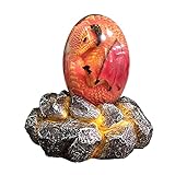 Lava-Drachen-Ei mit nicht leuchtender Lava-Basis, Traum-Kristall, transparentes Drachenei, handgefertigte Skulptur, Souvenir, handpoliert und exquisite Harz-Tischdekoration (rotes)