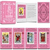 Smoostart Französische rosa Tarotkarten mit Bedeutungen, Tarotkarten Deck mit Leitfaden für Anfänger, Schlüsselwörter, Element, Planet, Sternzeichen, Chakra, Ja oder Nein, Musiktonlage, Numerologie,