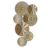 Wanddeko Metall, 4/7 Stück Runde Wanddekoration Wandschmuck Dekorationen,3D Wandornament, Rund Metallbilder Gold Wandskulptur für Haus Wohnzimmer Esszimmer Schlafzimmer Küche Korridor (7 Stück)