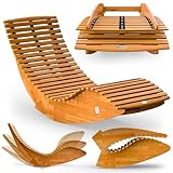 Casaria® Java Gartenliege Holz Wetterfest Klappbar Ergonomisch 160kg Belastbarkeit FSC®-Zertifiziert Akazie Garten Sauna Liege Holzliege 155x60x93cm