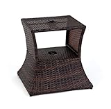 43,2 cm quadratisch PE Rattan Schirmständer & Beistelltisch von Trademark Innovations