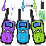 Wishouse Walkie Talkie Kinder 3er Set, Funkgeräte Erwachsene Große Reichweite USB Aufladbar mit Akku, Camping Spielzeug, Weihnachten Geburtstagsgeschenk Mädchen Junge ab 4 5 6 7 8 9 10 11 12 Jahre