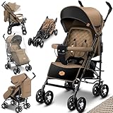 KIDIZ® Kinderwagen City-Pro Buggy Kinderbuggy klappbar Liegebuggy Sportwagen Faltbar 360° 6-Zoll-Rädern Inkl. Moskitonetz, Fußsack und Regenverdeck zusammenklappbar Schlaffunktion Khaki