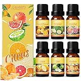 SALUBRITO Zitrusdüfte Ätherische Öle Set für Diffuser, Naturrein Zitrus Duftöle für Kerzenherstellung - Süße Orange, Bergamotte, Grapefruit, Zitrone, Mandarine, Limette