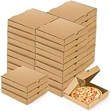 ZENFUN 40er Pack Kraft Mini Pizzakartons, 18,5x18,5x4 cm Quadratische Flache Pappkartons, Fettbeständige Pizzakartons Verpackungskartons für Pizzakuchen Kekse Party Gastgeschenke Hochzeiten