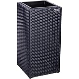 STILISTA® Poly-Rattan Blumentopf 63x30x30 cm inkl. Innentopf und Wasserablauf, in 4 unterschiedlichen Farben, schwarz