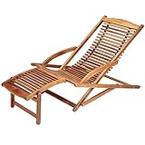 Casaria® Sonnenliege Klappbar mit Fußstütze abnehmbar inkl. Kissen Wetterfest Holz Gartenliege 160x70 cm Akazie Garten Liegestuhl 160kg Belastbar Balkon Liege