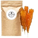 SIVIFOOD Kandiszucker Sticks mit Safran 10 Stück - goldener Kandis am Stiel für Tee Nabat Saffron Zucker am Stab Kaffee Kandissticks zum verschenken Geschenk Dekoration Stäbchen Weihnachten