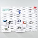 Sibosen Stecktafel-Kombinationsset Kunststoff-Stecktafel-Wand-Organizer-Set mit 6 Stecktafeln (28x28cm) + 44 Zubehör Modulare Aufhängung Werkzeugwand für Raumaufbewahrung Organisation und Dekoration