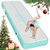 YITAHOME 3M Air Turn TrackMatte,Air Matte Track mit elektrischer Luftpumpe 10cm Hoch Tumbling Matte,Aufblasbar Gymnastikmatte Turnmatte für Training/Tumbling/Yoga/Fitness grün