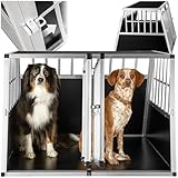 tectake® Hundebox tra­pez­för­mig Auto oder Hundebox für Zuhause, Aluminium Hundetransportbox (Double, 104 x 90,5 x 69 cm)