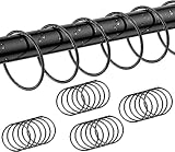 24 Pack Shower Curtain Rings Duschvorhangringe, Schwarze rostfreie Duschvorhanghaken, runde Duschvorhanghaken aus Metall, gleiten leicht auf Duschvorhangstangen, Leicht zu öffnen und zu schließen