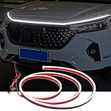 LED für Auto, LED Strip Auto, LED Tagfahrlicht, Yeelan Dynamic Scan Start Up Hoodbeam Kit, Decorative Light Bar, Car Hood Light Strip, Flexible Waterproof Daytime Running Light for Cars (Weiß, 180cm)