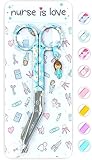 Nurse is Love Verbandsschere Pflege, Verbandschere Krankenschwester Schere aus Edelstahl scharf, abgerundete Spitze | für rettungsschere | Trauma schere mit bunt Designs | krankenschwester