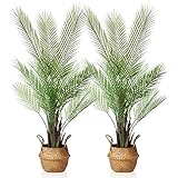 Kazeila Künstliche Pflanzen Groß Areca Palme 120cm Kunstpflanze Groß im Topf Kunstpalme Fake Pflanzen Plastik Pflanze Dekor(2Pack)