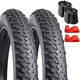 YunSCM 2er-Pack 20 Zoll Fat Reifen 20x4.0 Mantel 100-406 Plus 2er-Pack 20 Zoll Fat schlauche 20x4.0 AV32mm Ventil，kompatibel 102-406 E-Fahrrad/Mountainbike 20x4.0 Fahrradreifen