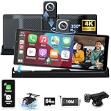 2025 Exklusive Carplay Display Android Auto Display mit 350° Drehbare 4K Dashcam,10,26 Zoll Tragbarer Driveplay Autoradio Carplay Dual-Bluetooth Fahrnavigation Siri G-oogle