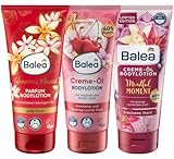 Balea 3er-Set Hautpflege: Parfum Bodylotion GLAMOROUS MOMENT Körpercreme mit orientalisch-blumigem Duft (200 ml) + Bodylotion CREME-ÖL Arganöl (200 ml) + Körperlotion MINDFUL MOMENT (200 ml), 600 ml