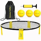 Roundnet Set Spike Game Set Outdoor Spiele für Anfänger und Profis mit 3 Spielbällen, Ballpumpe