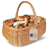 Creative Home Einkaufskorb Weidenkorb mit Henkel Picknickkorb | 36 x 26 x 31 cm (+/- 2 cm) | Handgeflochten | Naturbraun | Universell und Langlebig Groß Osterkörbchen Geflochten