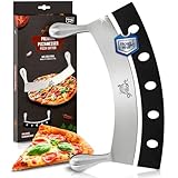 grillart® Premium Pizzamesser – Extra scharfer Edelstahl Pizzaschneider mit 30 cm Klinge & Doppelgriff für müheloses Schneiden – hochwertiges Wiegemesser – effizienter als Pizzaroller
