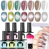 Gel-Lack Katzenauge – Magnetische Glitzernagelfarbe, Set mit 7 Farbtönen | Glitzer-Gel-Lack mit Bürste für Frauen, Maniküre-Salon zu Hause, Ölzubehör D