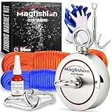 MAGFISHION Magnetfischen Mega Set - 700 KG (2 x 350KG) - Ø94mm - Neodym Magnet mit 2 Seilen, Greifhaken & Handschuhe - Magnet Fischen Angel - Ösenmagnet - Fishing Magnetangel - Magnetangeln Set