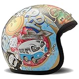 DMD Herren Jet-Vintage Motorradhelm, Mehrfarbig, M
