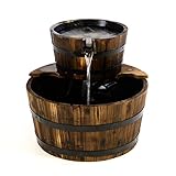 Gartenbrunnen Holzbrunnen Fass Ø 44 cm mit Wasserpumpe 11...