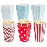 30 StückPopcorn Tüten, Popcorntüten Kleine Papier Popcorn Boxen, Popcornbecher Pappe, Candy Bar Tüten, Candy Boxen, Popcorn Eimer für Partysnacks Süßigkeiten Filmabende Kino Deko(Blau, Rot)
