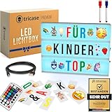 Leuchtkasten mit Buchstaben & Farbwechsel – Light Box Kinder mit 386 Zeichen, Emojis & 2 Marker – Lichtbox Deko für Mädchen & Teenager – Zur Wandmontage geeignet by tricase