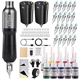 STIGMA Tattoo Maschine Set Wireless Tattoo Rotary Pen Kit Professionelles Tattoo-Maschinen-Set mit 2-teiligen Batterien 20-teilige Tattoo-Patronen-Nadeln für Anfänger und Tätowierer STP7KIT-1