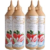 'Erdbeere' Dessertsauce | Verführerischer Topping in einer 4 x 600g - Packung | Delicia Dessertsoße - Vielseitige Verwendung - Entfalten Sie Ihre Kreativität