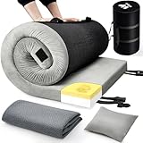 Willpo Schaumstoff Camping Matratze 191 x 76 x 7 cm– Outdoor Isomatte für Auto, Zelt, Reise, Gästematratze Klappmatratze mit Abnehmbare wasserdichte Bezug& Tasche Grau