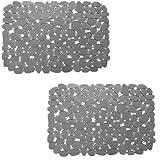 Echehi 2er-Pack Spülbeckeneinlage, 40 x 30 cm Selbst Zugeschnittene Spülbeckenmatte für Küchenspülen, Schnell Ablaufende Spülbecken Matte für Geschirr, Glaswaren, Gemüse. Grau