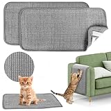 2 Stück Kratzmatte für Katzen, 50 x 25 cm Teppich für Katzen aus natürlichem Sisal, Rutschfester Kratzteppich für Katzen zum Schutz von Teppichen und Sofas, Kratzfeste Matten für Katzen