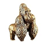 ULTECHNOVO Desktop-Ornamente Büro Ornamente Esszimmer Tischdeko Bürodeko Bronzefigur Einweihungsgeschenk Retro-Messing-Tierstatue Kreative Messing-Gorilla-Dekor Goldener AFFE