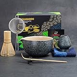 TEANAGOO Japanisches Tee-Set (7 Stück) Matcha-Schneebesen Schüssel mit Ausgießer Bambus--Schneebesen (Chasen) Schaufel (Chashaku) Schneebesenhalter Teezubereitungsset. N17