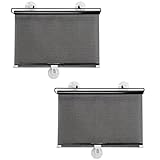 Sonnenrollo Auto,Sonnenschutz Auto, 2er Pack Sonnenschutz Auto Baby, Sonnenblende Auto mit Verstellbarer Länge,Rollfunktion mit Flexibler Größeneinstellung und UV-Schutz,40 * 60 cm, Schwarz
