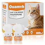 Crenze Pheromone Katzen Beruhigung Steckdose Entspannende Naturpheromone Lindern Stress Ängste bei Katzen Reduzieren Kratzverhalten Set mit 2 Steckdosen-Diffusoren 2 Nachfüllflaschen (je 48 ml)