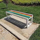 Robuste Gartenbank, Outdoor-Terrassensitz für 2-4 Personen, langlebiges Metallguss mit Massivholzlamellen, perfekt für Innen- und Hofmöbel