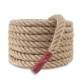 EMEKIAN Natürliches Jute Manila Seil, Gedrehtes 4 Strängige Faser Hanfseil für Sport, Dekoration, Haustierspielzeug, Handwerk, Tauziehen, Fitness, Lnnen und Außenbereich verwenden (20 mm, 15 m)