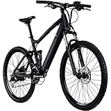 ZÜNDAPP XFS Ebike 27,5 Zoll MTB Fahrrad für Damen und Herren 170-190 cm Elektrofahrrad Hinterradmotor 27 Gang Shimano Scheibenbremse E Bike 504 Wh Akku (schwarz/rot, 48 cm)