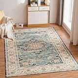 CHOSHOME Waschbarer Teppich Wohnzimmer 120x170CM Vintage Kurzflor Mit Orient Design Groß Weiche für Esszimmer Schlafzimmer rutschfest Kunstwolle Boho In & Outdoor Blau