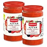 Ajvar scharf – 690 g – 2er Pack | Würzige Paprikapaste aus gegrilltem Gemüse | Feurig-aromatischer Brotaufstrich & vielseitige Beilage